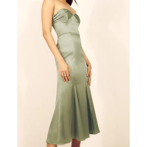 Reformation Womens Hensley Satin Dress Artichoke Size 8 NWT